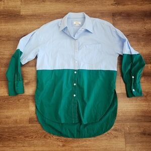 Maeve The Bennet Shirt Color Block Green Blue Size XS
